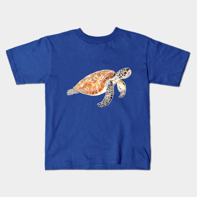 Sea Turtle Watercolor Kids T-Shirt by wyckedguitarist